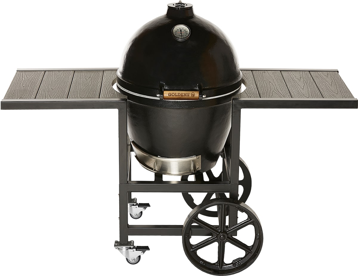 Goldens' Cast Iron Kamado Grill with Trex and Casters