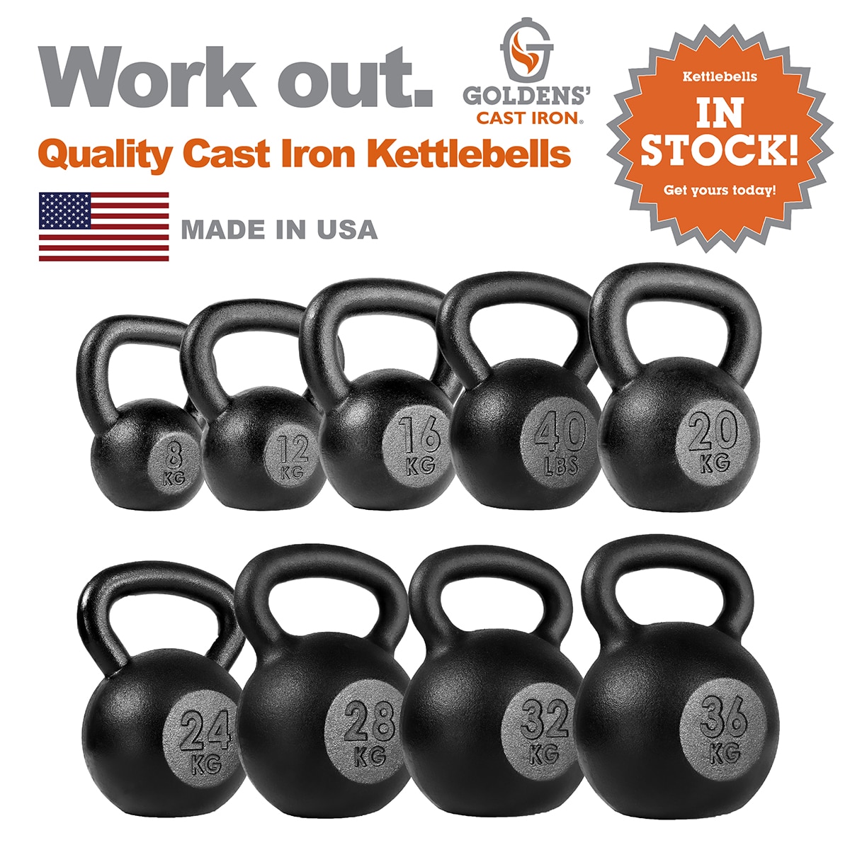44 lb Kettlebell (20 kg) - Made in the USA